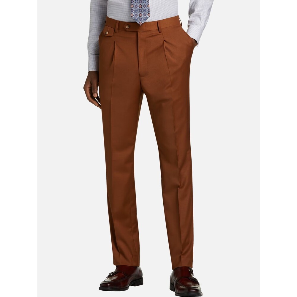 Tayion by Montee Holland Rust Brown Wool Suit Pant Flat Front Classic Fit 44x29